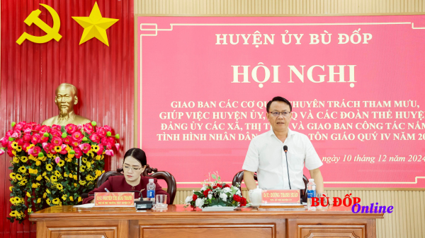 Bù Đốp: giao ban các cơ quan tham mưu, giúp việc Huyện ủy quý IV năm 2024